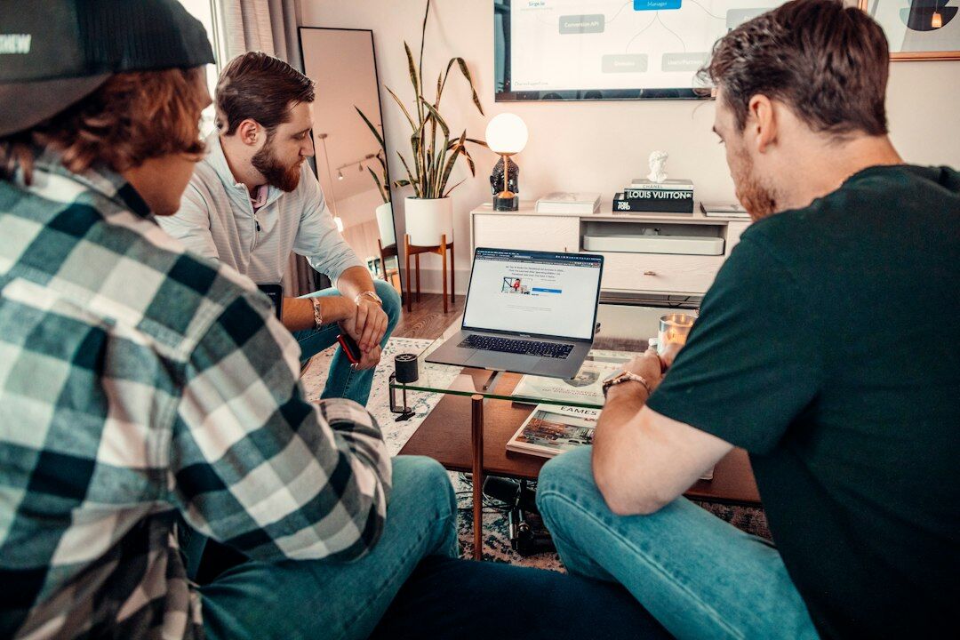 group of students discussing code